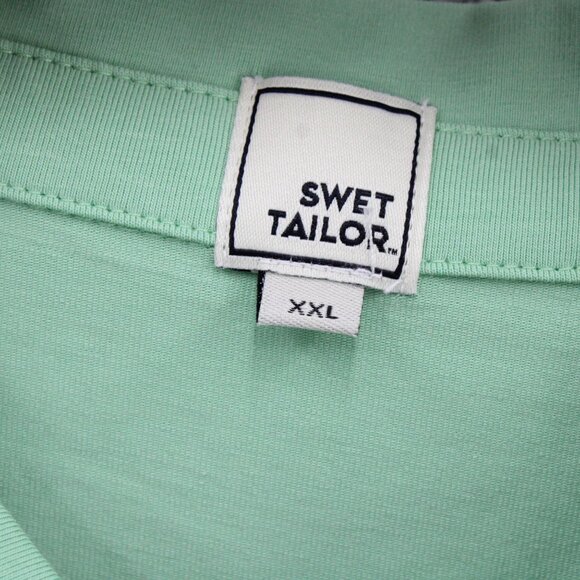 SWET TAILOR Polo Shirt Mens 2XL Green Solid Casual Short Sleeve Stretch NWT - Picture 5 of 9
